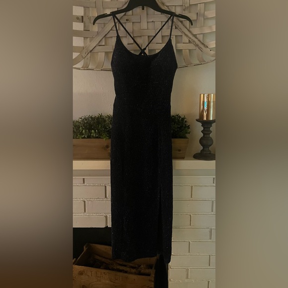 Windsor midi length navy blue dress with slit - Picture 1 of 6